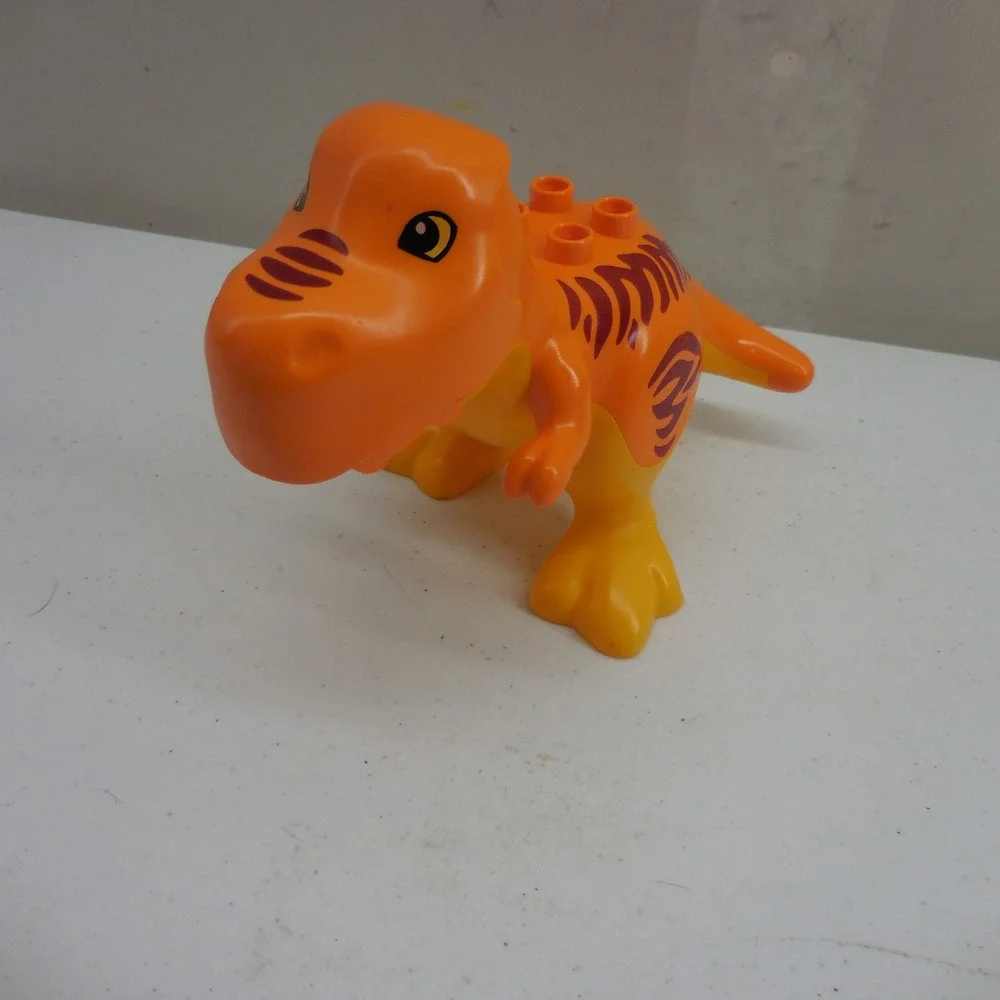LEGO Duplo Orange T-Rex Dinosaur Figure with Movable Jaw and Stripes